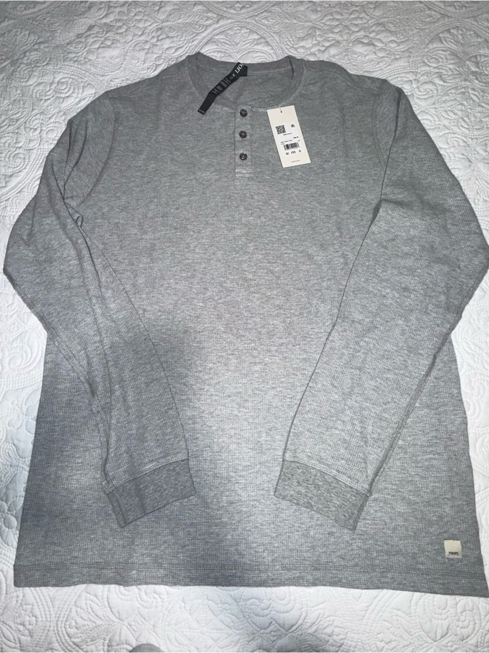 Vuori M nwt waffle Henley light heather grey sz XL